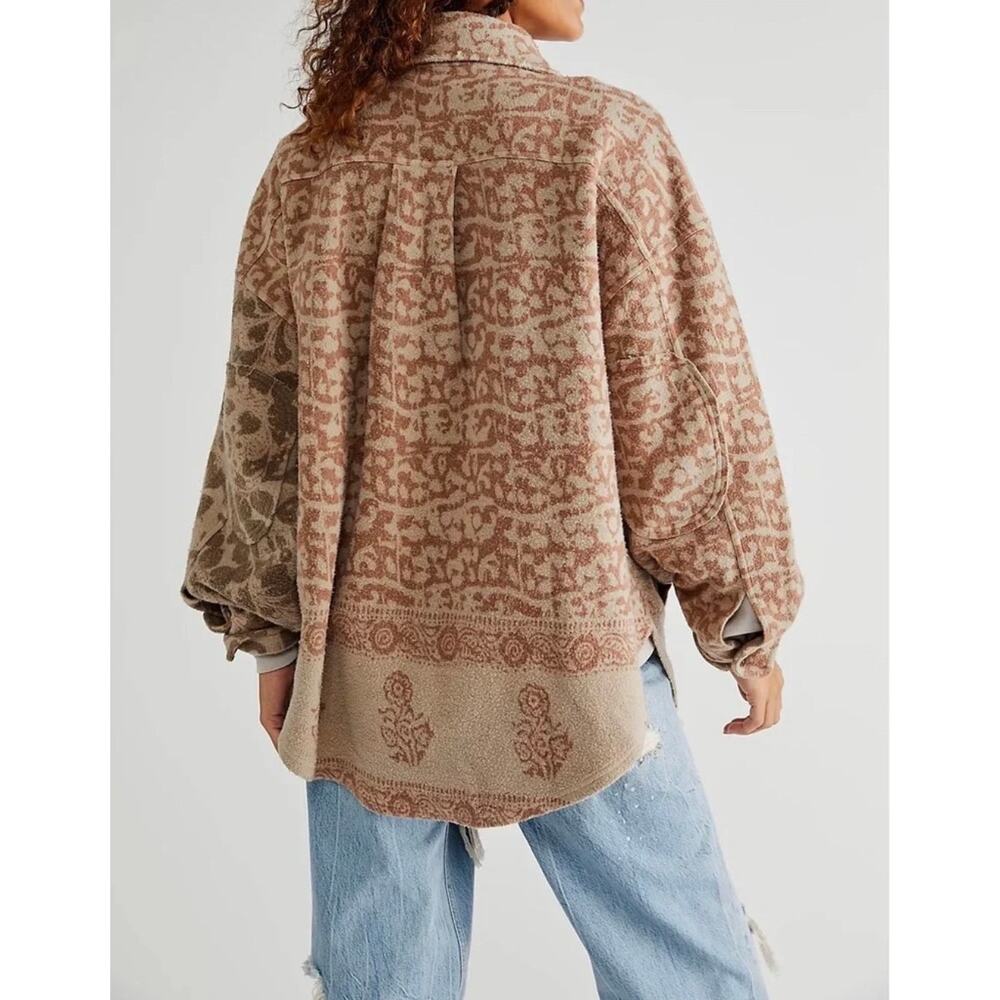 Free People Printed Ruby Jacket Tea Combo XL Oversized Shacket - Picture 2 of 12
